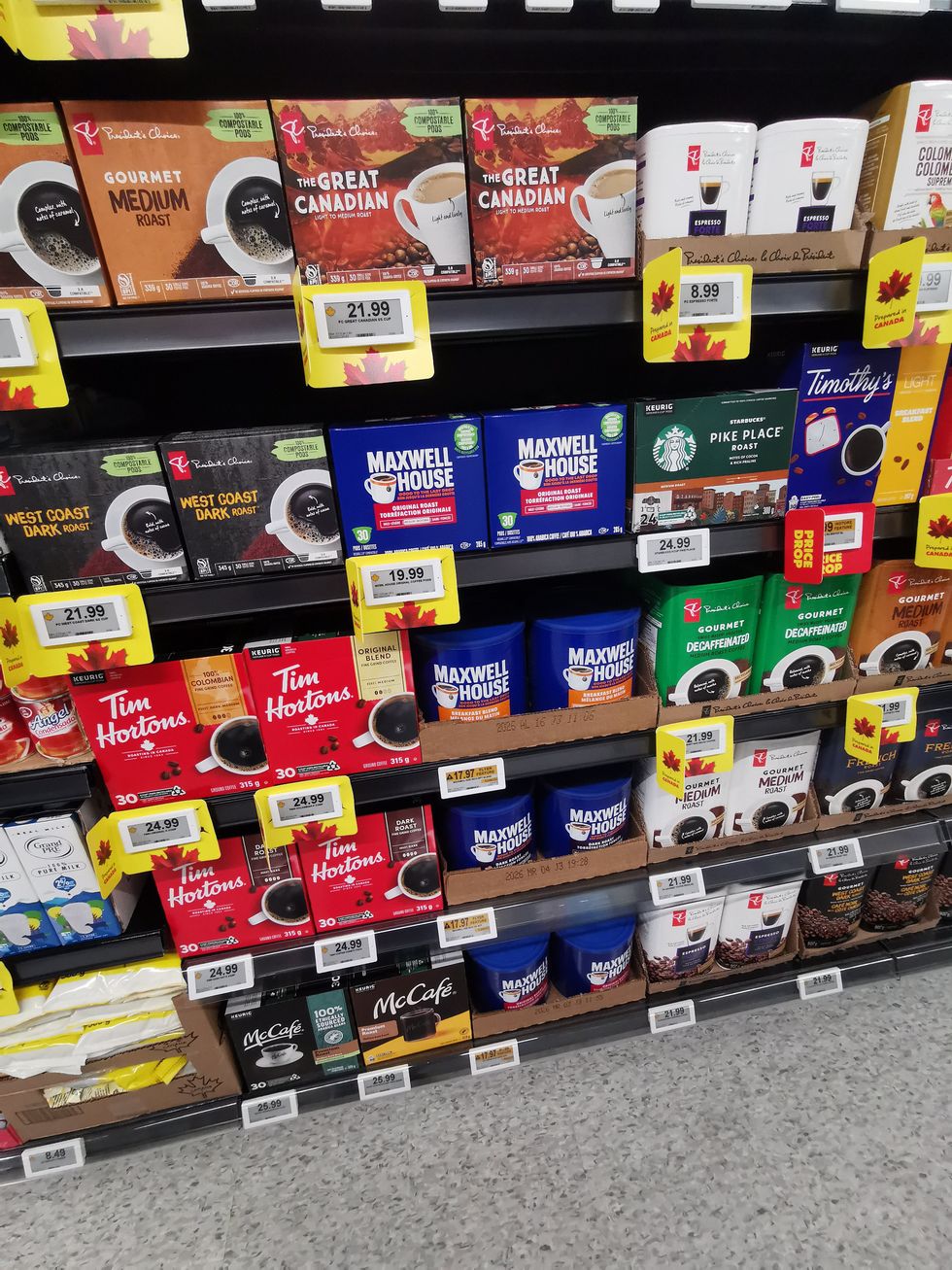 The coffee section at No Frills.