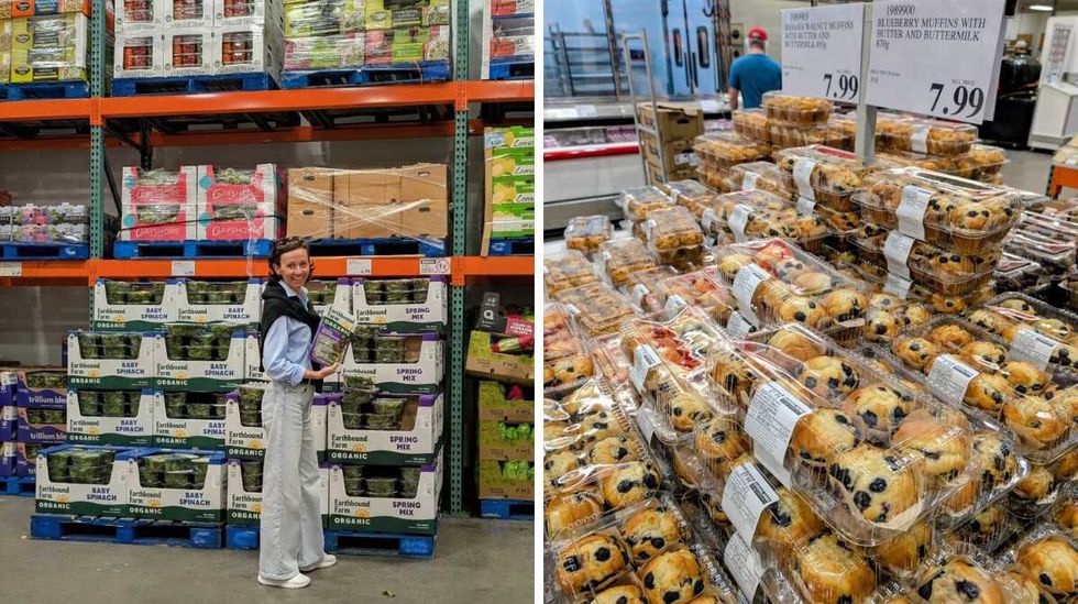 The cold produce room at Costco. Right: The Costco bakery section.