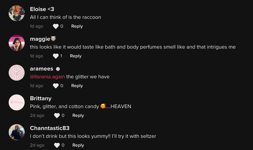 The comment section of Liv's viral TikTok video.
