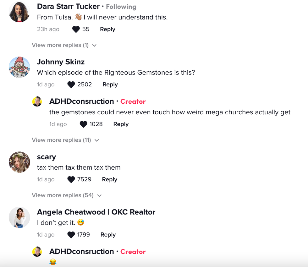 The comment section on @_delbelcher's TikTok video.
