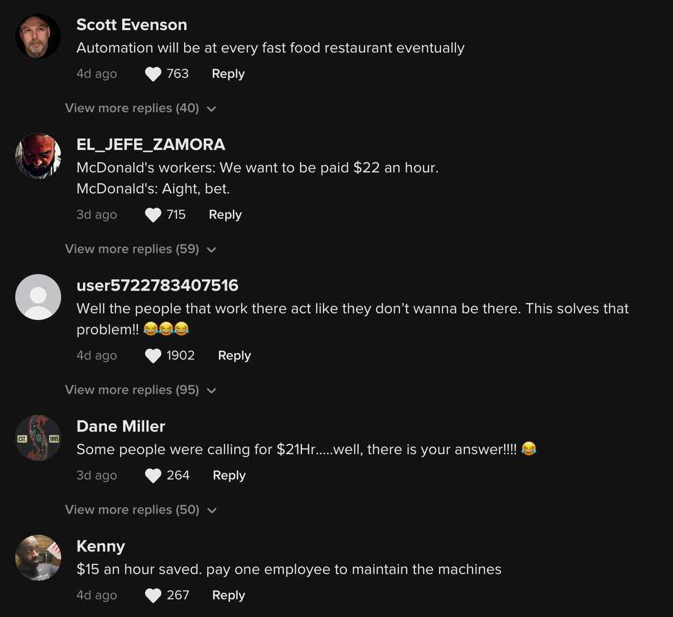 The comment section on Foodie Munster's viral TikTok video.