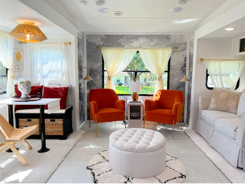  The common area of the mobile tiny home in South Carolina. 