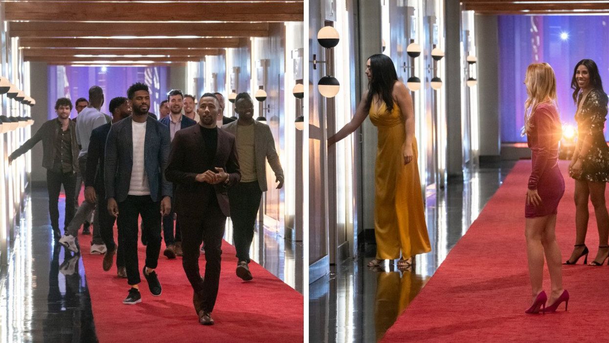 The contestants of 'Love Is Blind' Season 4 walking to the pods.