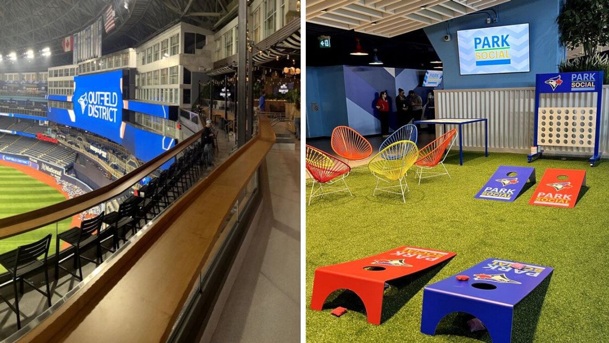 The Corona Rooftop Patio at the Rogers Centre. Right: The Park Social.