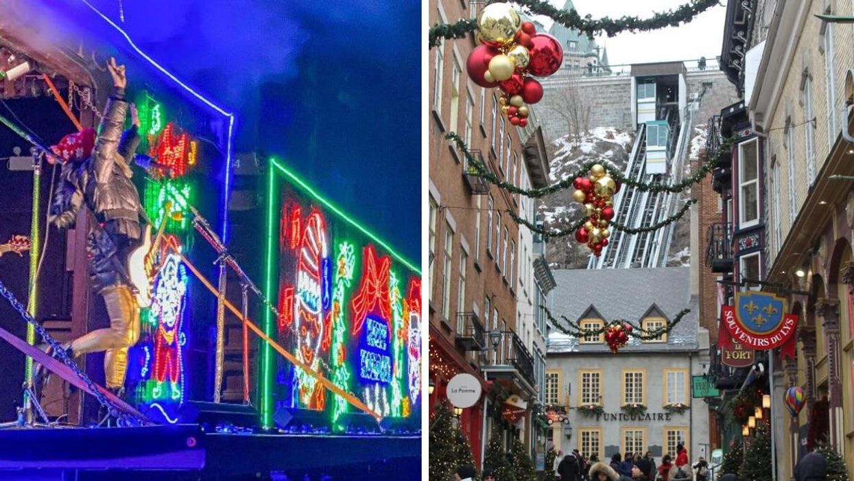 The CP Holiday Train. Right: Quebec City at Christmas.