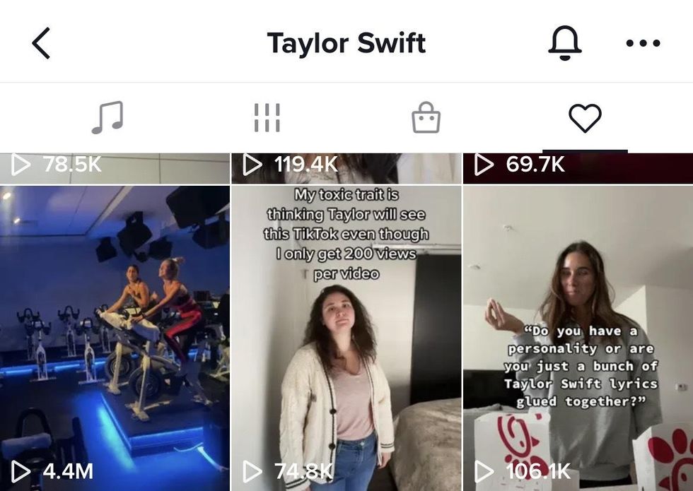 The cycle class' TikTok on Taylor Swift's likes.