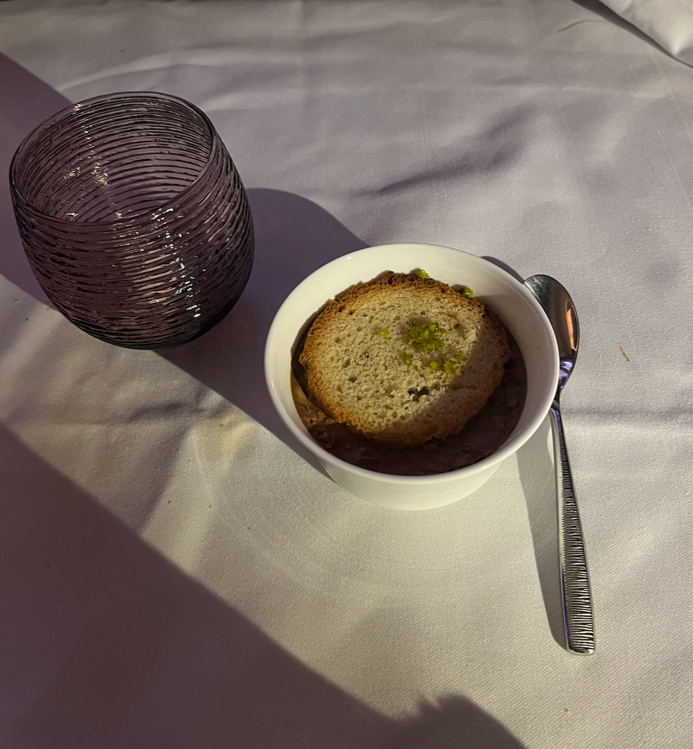 The dessert served to me on Qatar Airways business class.