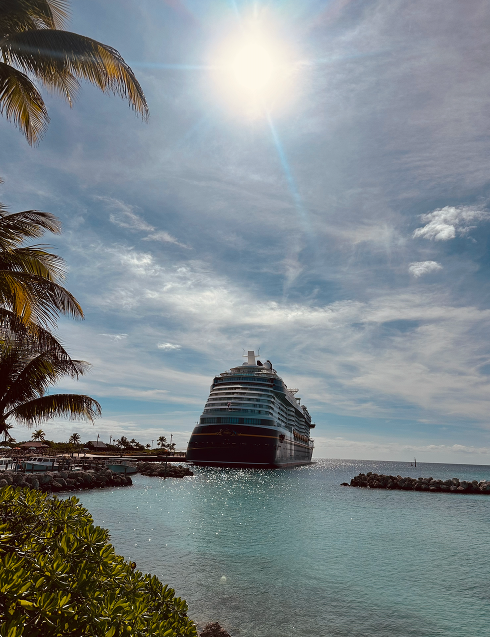 The Disney Destiny docked at Disney's Castaway Cay.