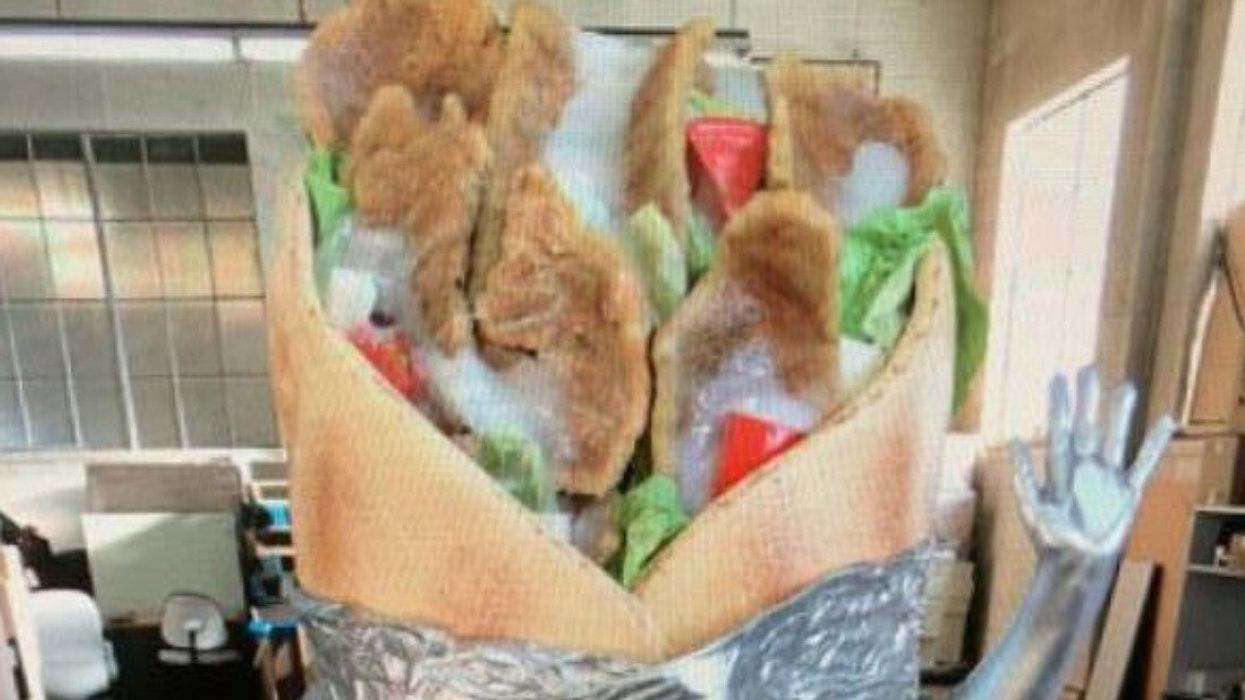The donair costume in all its realistic glory.