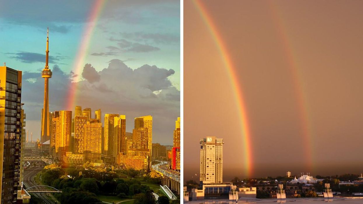 The double rainbow over Toronto.