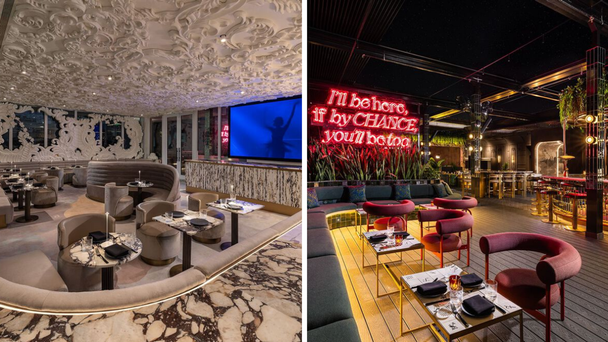The Dream Room inside Giselle Miami. Right: The lounge and terrace at Giselle Miami.