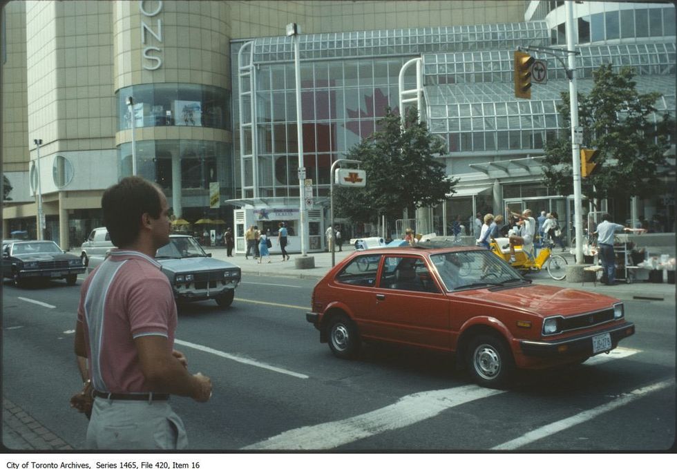 The Eaton Centre's exterior circa 1980