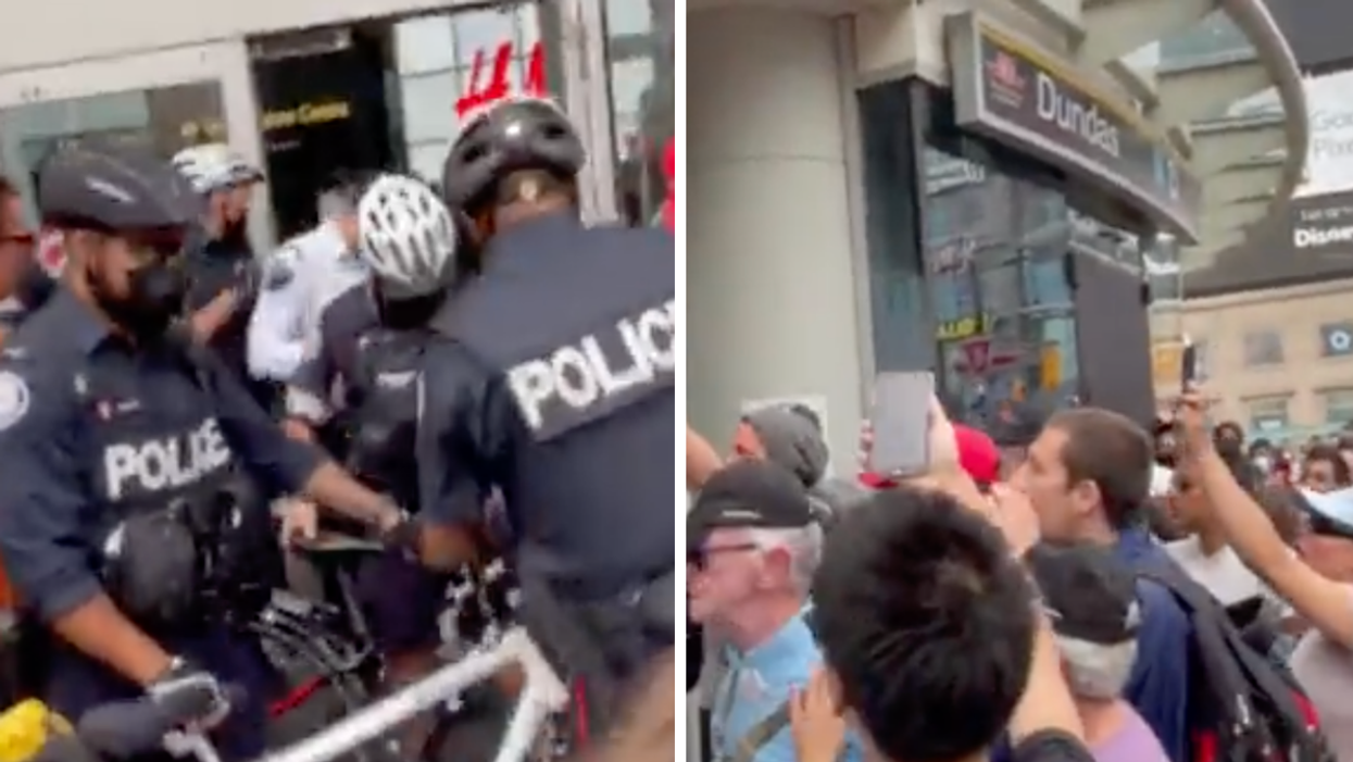 The Eaton Centre Was Stormed By Anti-Vaxx Protestors & 2 Were Arrested On Assault Charges