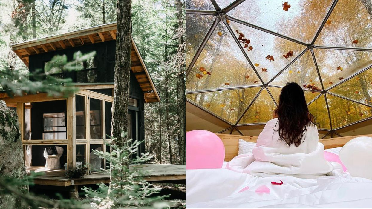 The Eco-Cabin Muskoka. Right: Person at Glen Oro Farm.