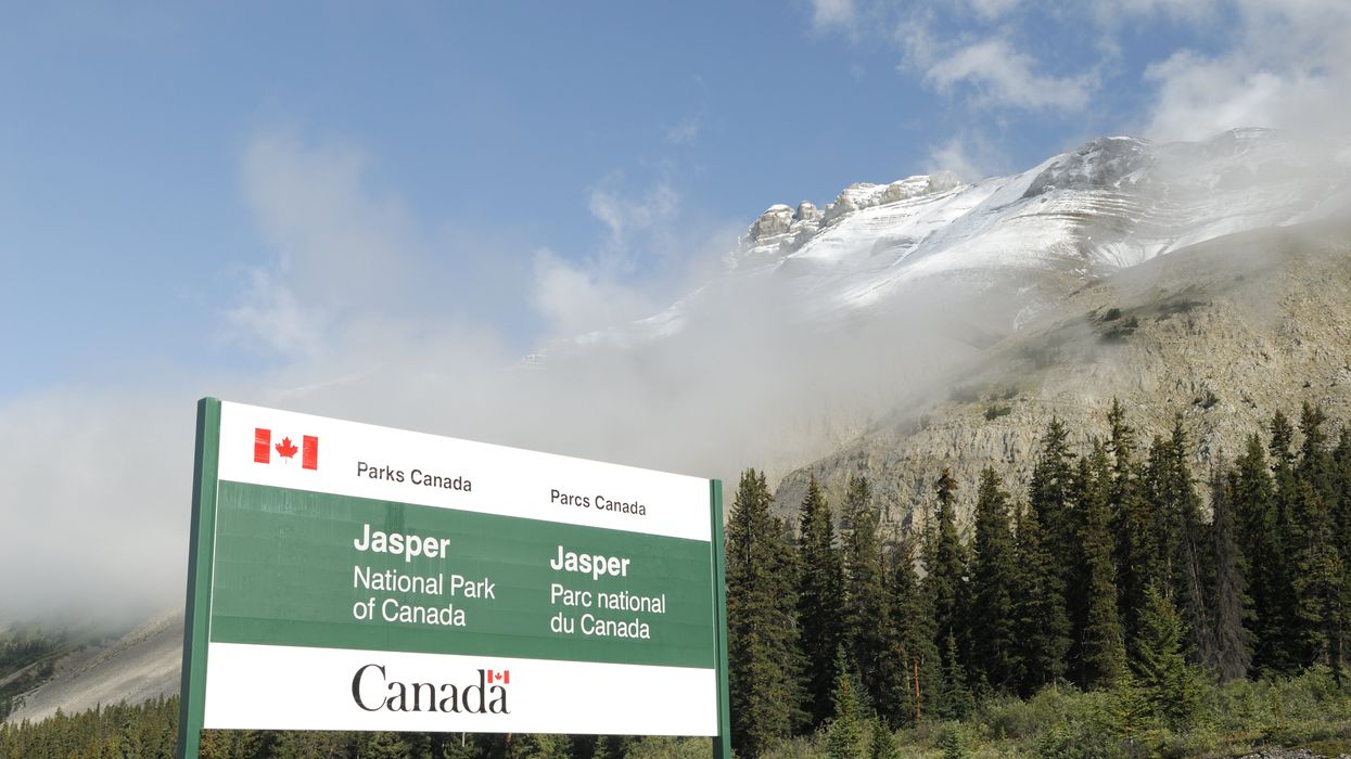 The entrance to Jasper National Park in Alberta.