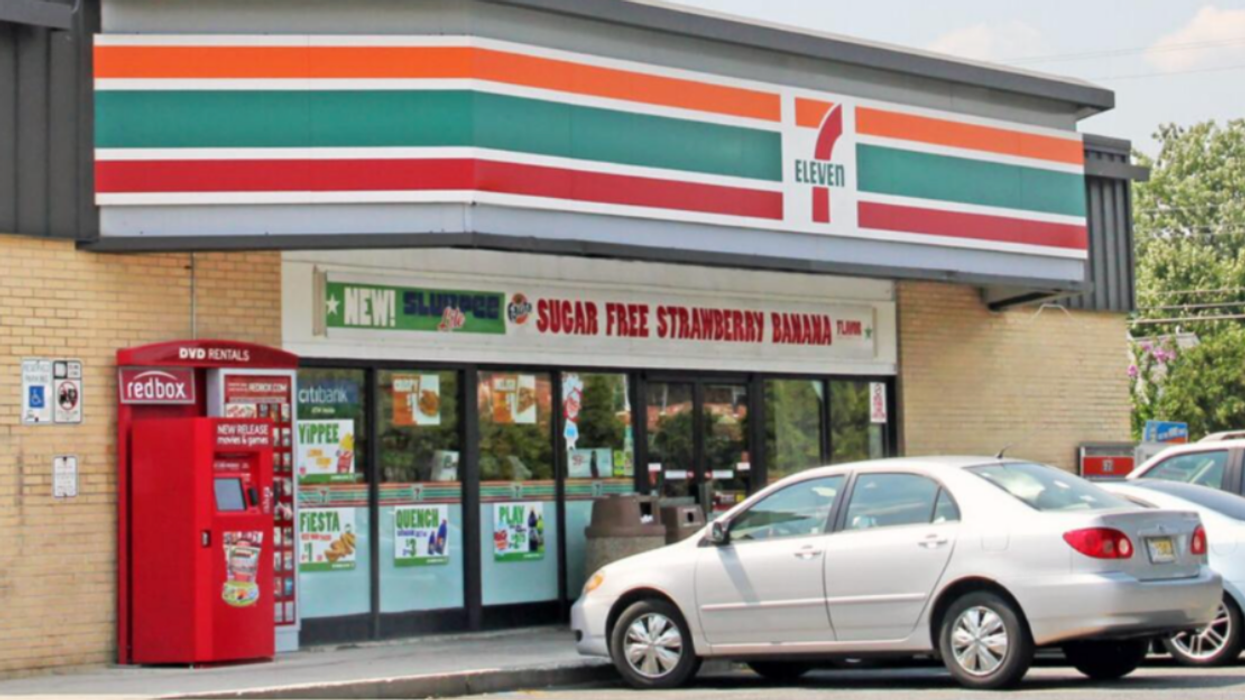 The exterior of a 7-Eleven store.
