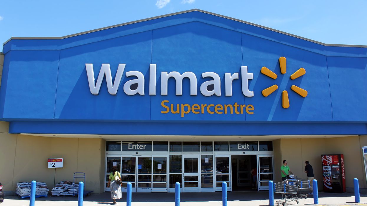 The exterior of a Walmart.