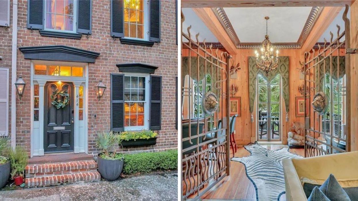 The exterior of the home for sale in Savannah. Right: The interior of the home for sale in Savannah