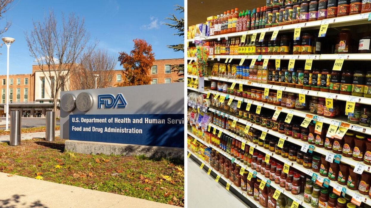 The FDA building. Right: A supermarket aisle.