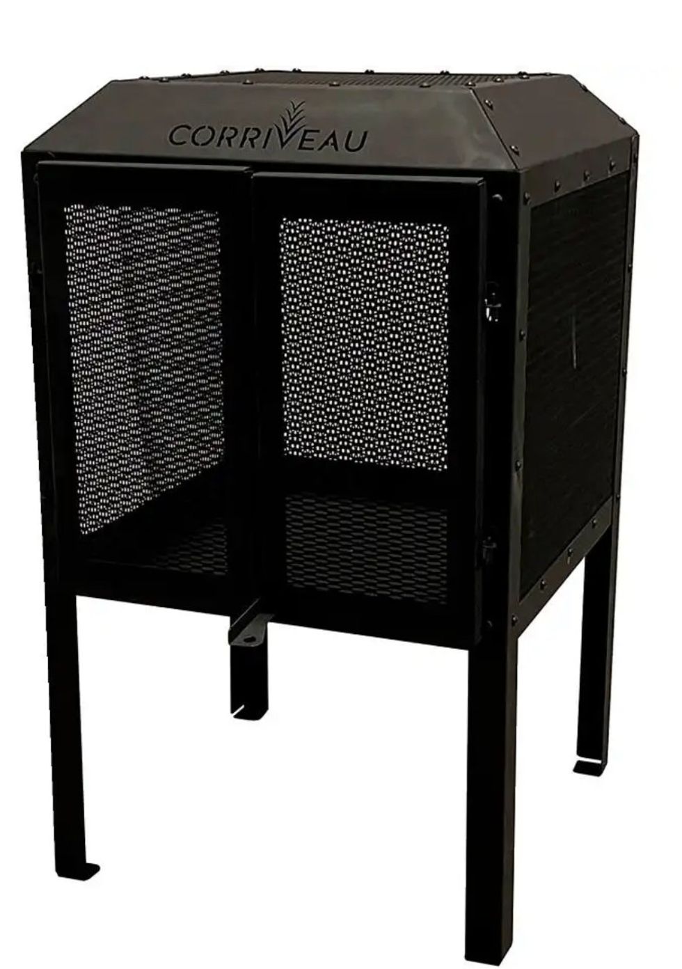 The fire pit in all its steely might.