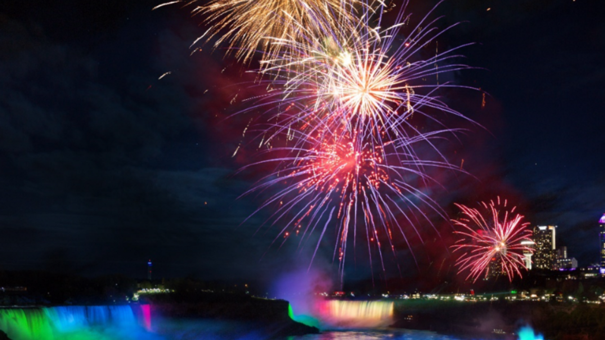 The fireworks over Niagara Falls.