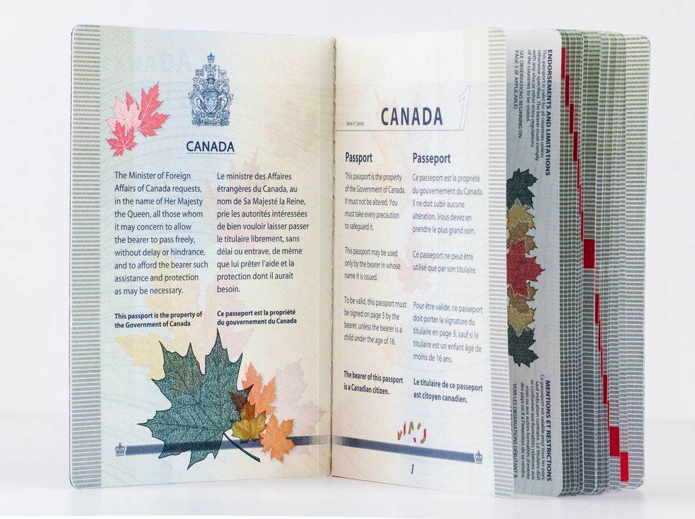 The first two pages of the Canadian passport.