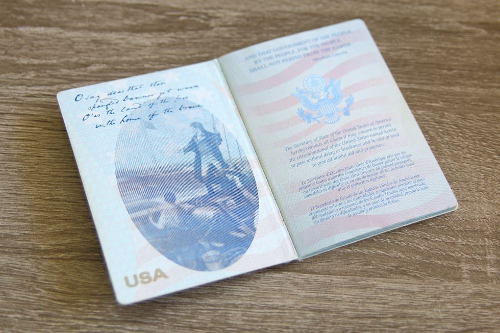 The first two pages of the U.S. passport.