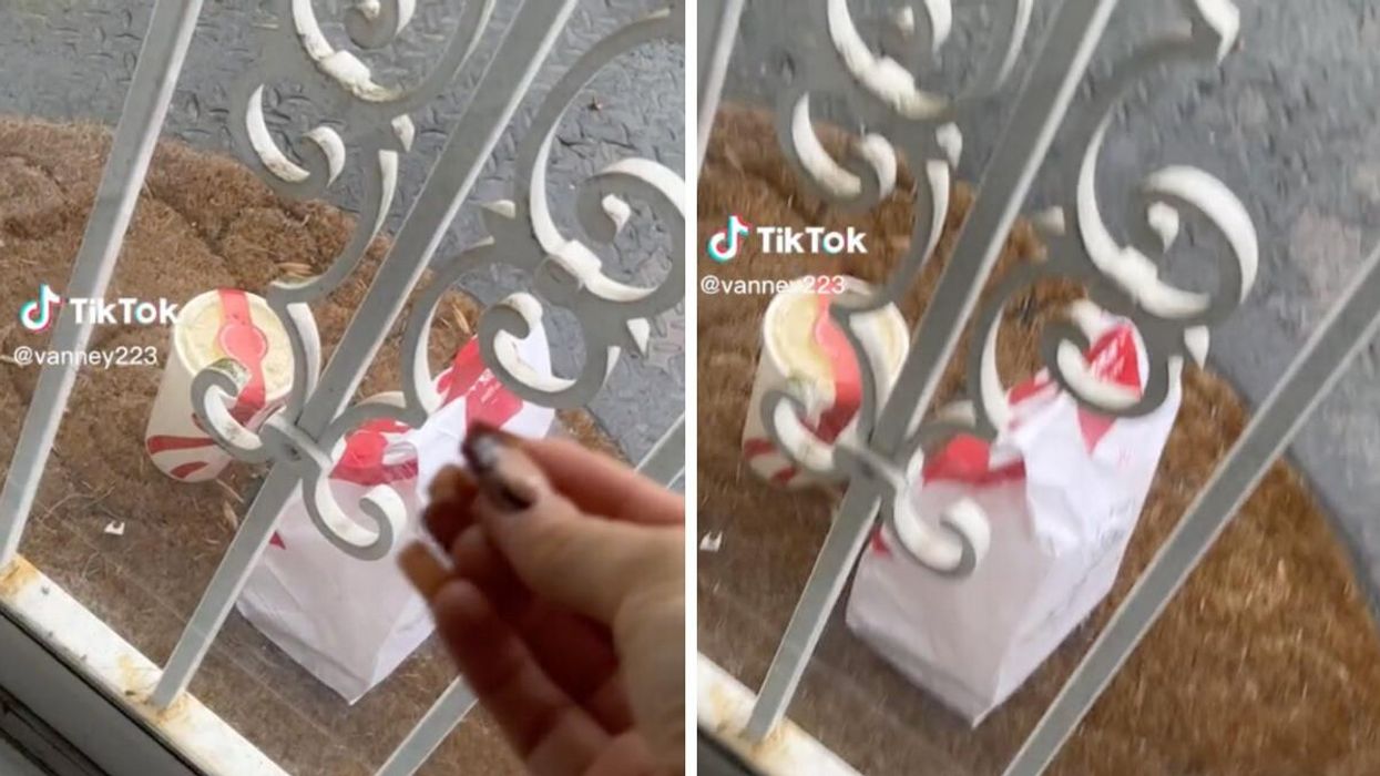 The food left at the front door of the TikToker's home.