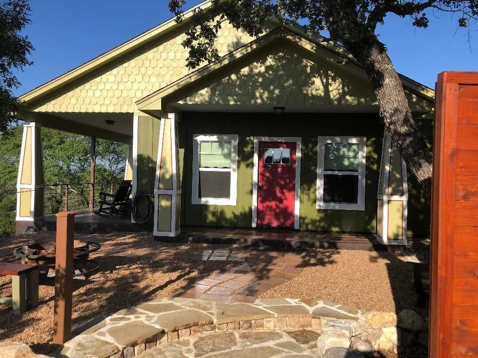 The front exterior of the Hill Country Bungalow.