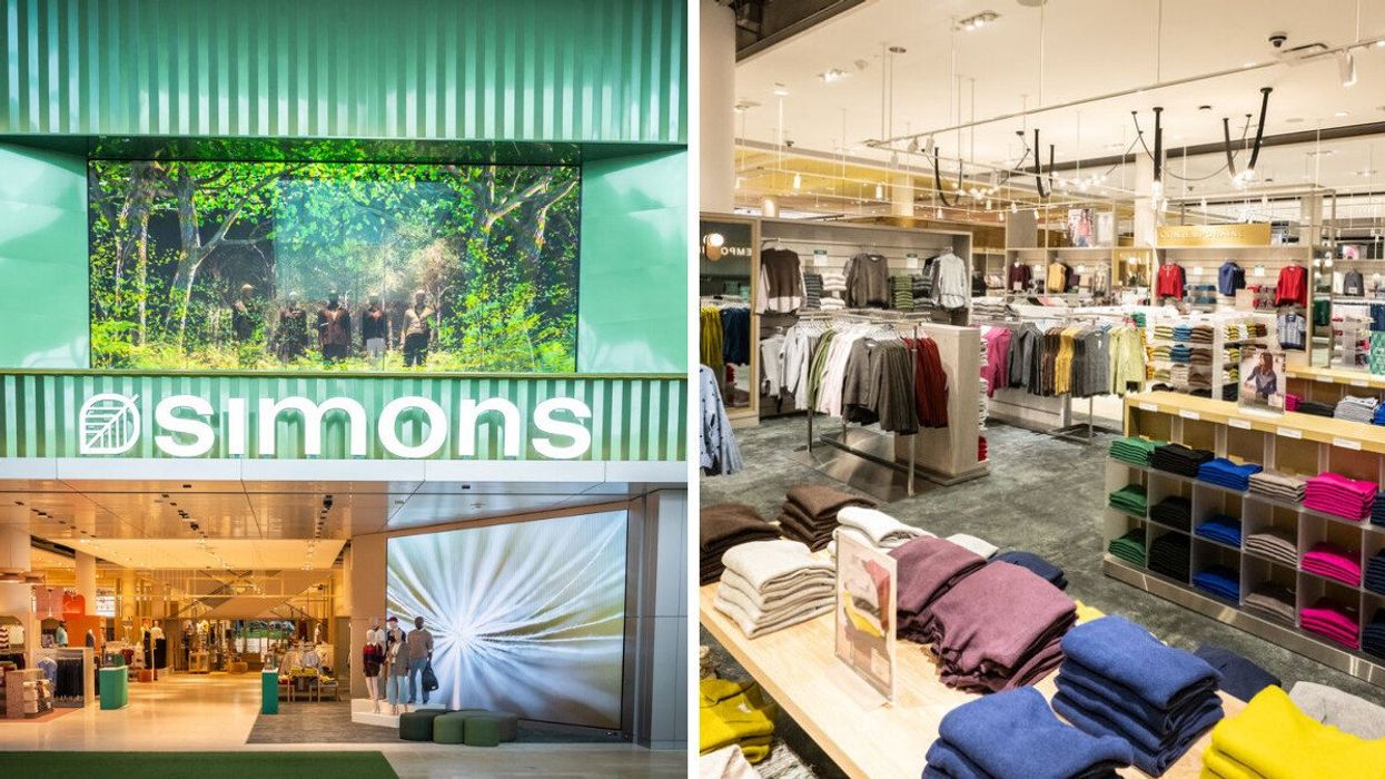 The front of the new Simons at Yorkdale Shopping Centre. Right: Clothes at the new Simons at Yorkdale.