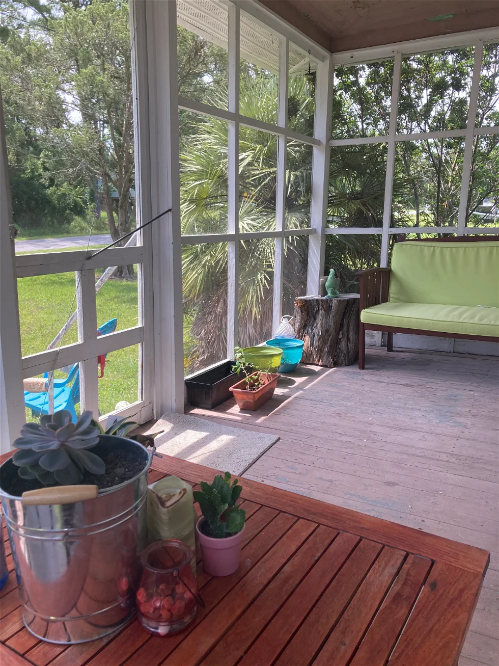 The front porch of the home.