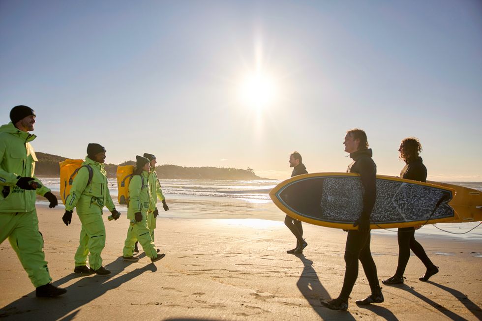 The FUZE Iced Tea Flavour Fleet delivering samples to Tofino surfers on Vancouver Island.