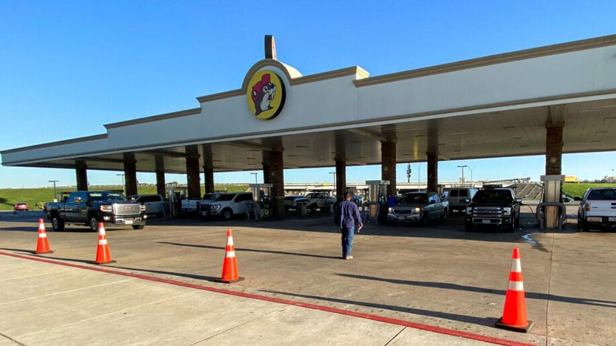 The gas pumps at a Buc-ee's gas station in Texas.