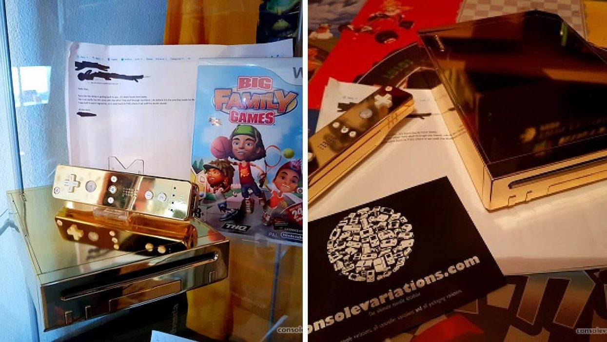The gold plated Wii console that was gifted to the queen.