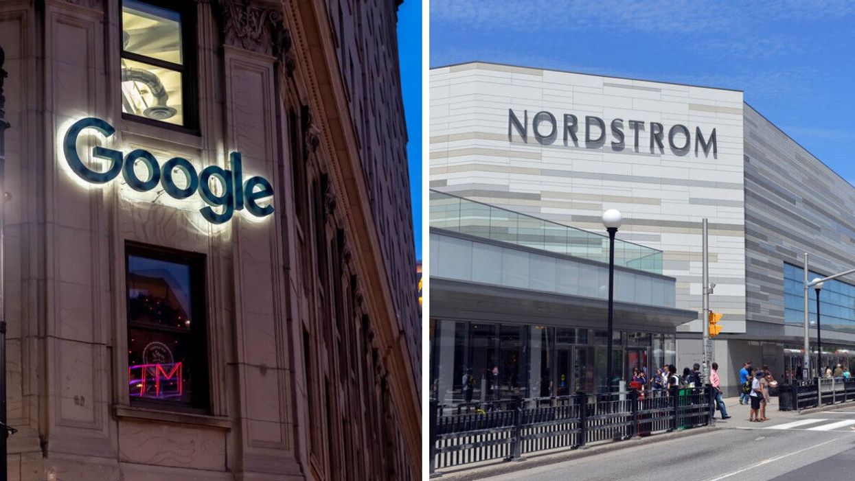 The Google Montreal sign. Right: A Nordstrom location.