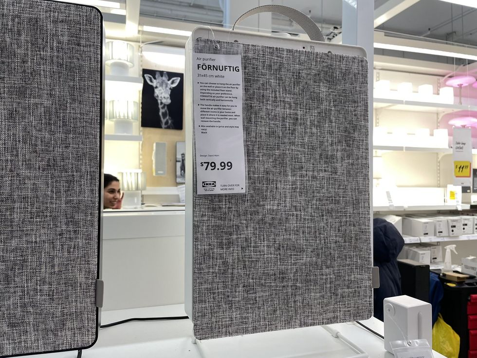 The grey air purifier.