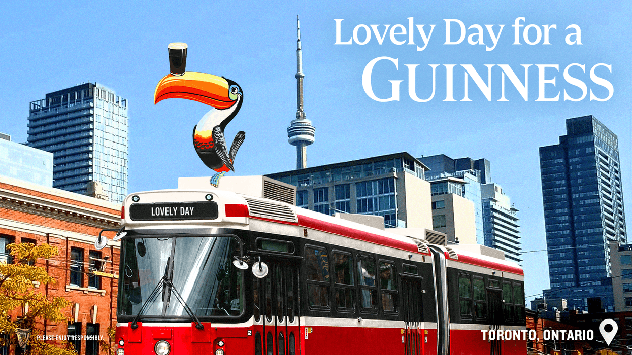 The Guinness toucan rides Toronto's TTC.