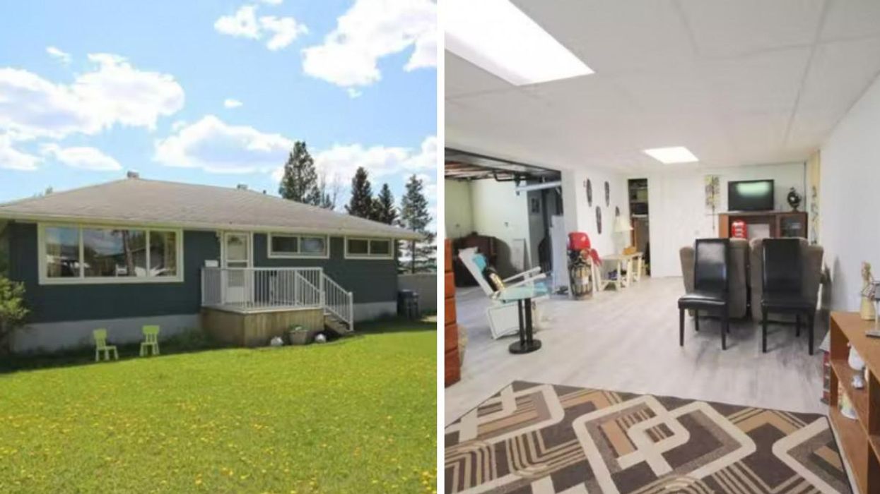 The home from the outside. Right: A recreational room.
