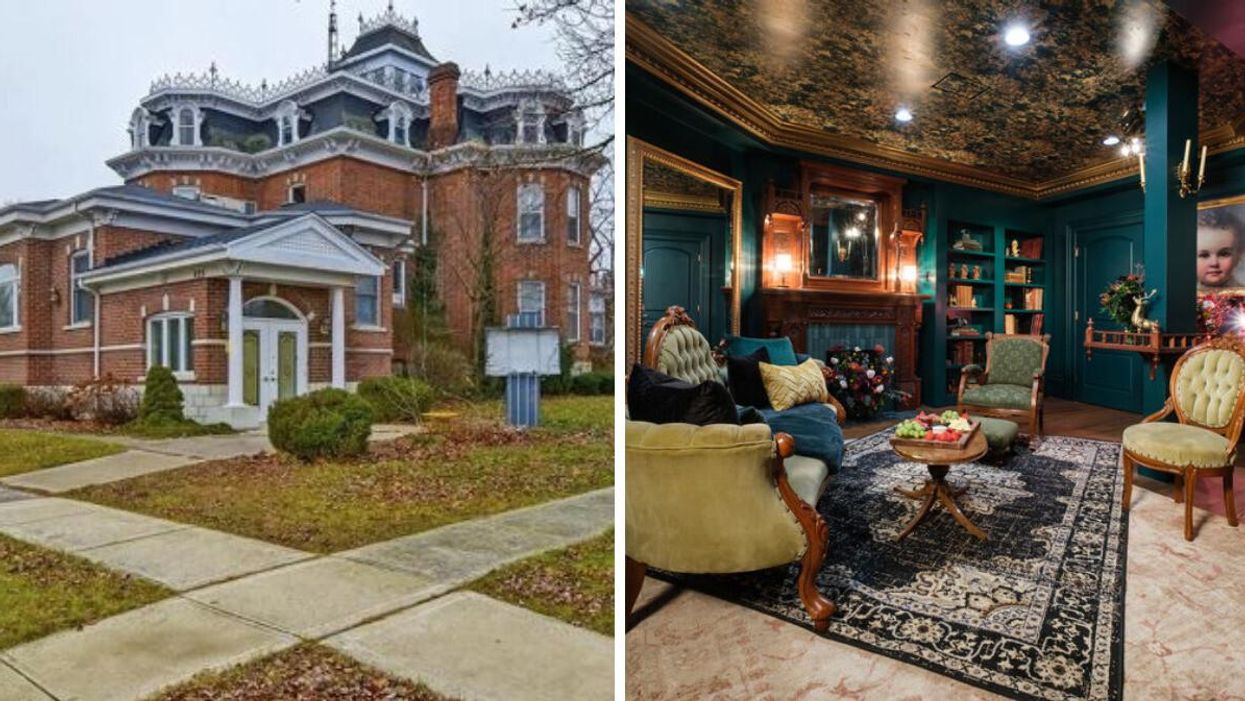 The house on Cross Street in Dresden, Ontario. Right: The interior of the house.