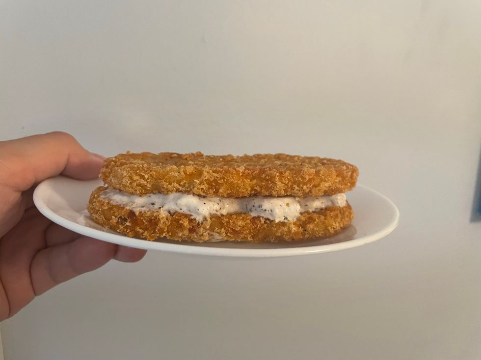 The icecream hash brown sandwich.