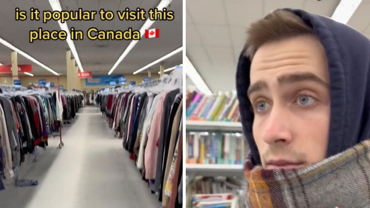 The inside of a Value Village. Right: TikToker @makhnachov.