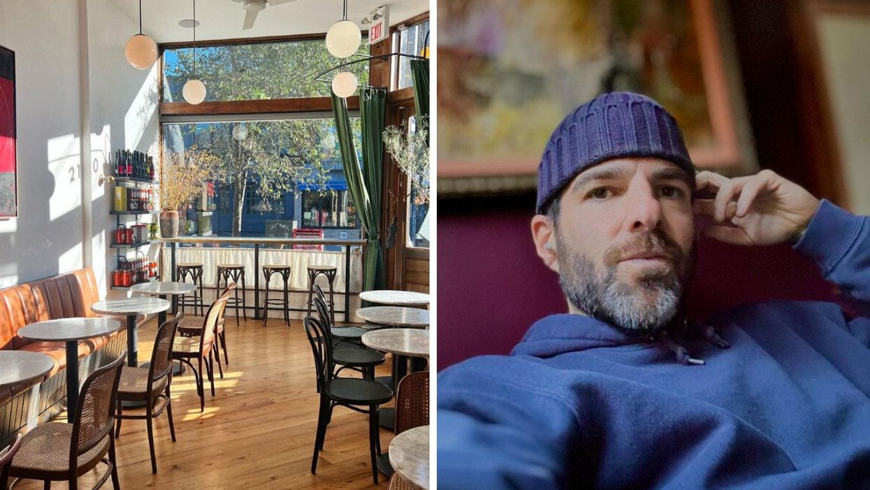 The inside of Manita. Right: Zachary Quinto.