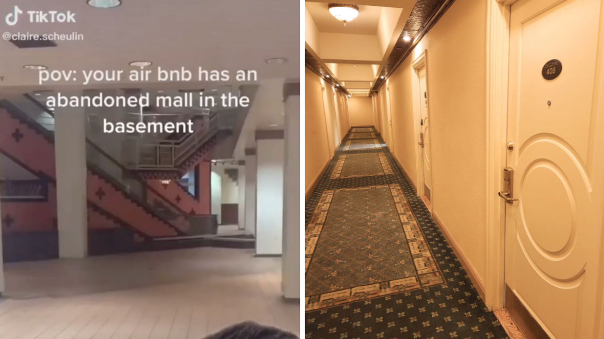 The inside of the abandoned mall shown on TikTok. The inside of the resort.