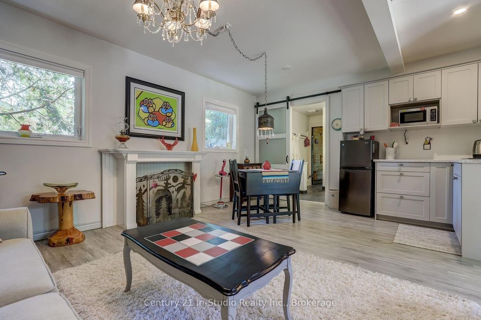 The inside of the studio.