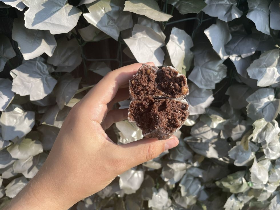 The inside of the Walnut Crunch donut.