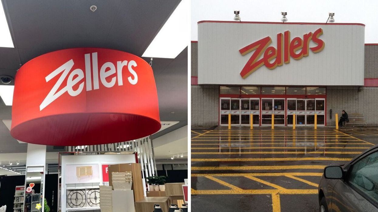 The interior of a Zellers location. Right: An old Zellers store.