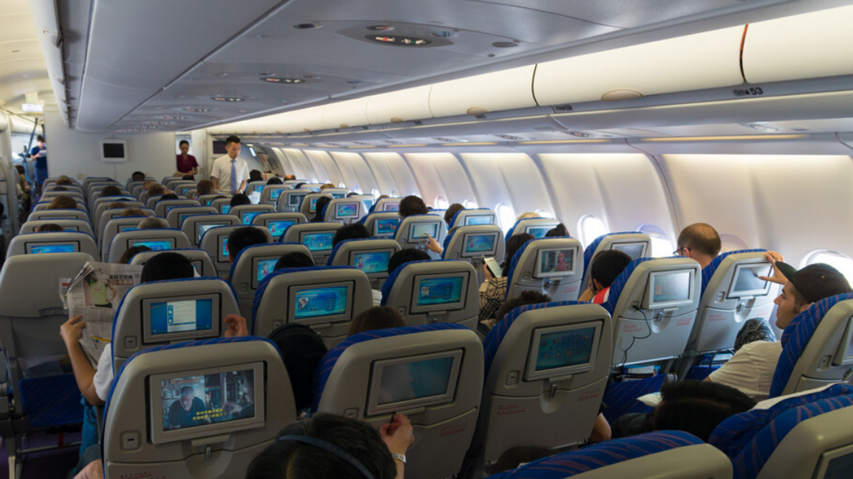 The interior of an airplane.