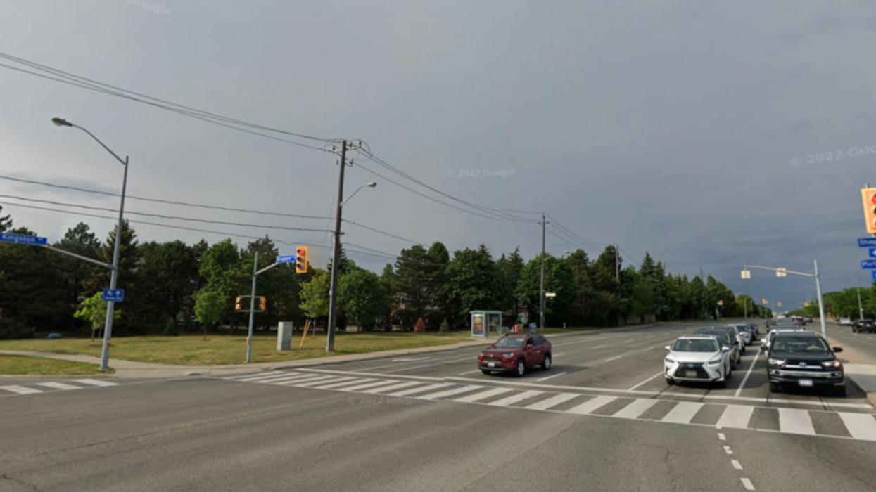 The intersection at Kingston Road, Port Union Road and Sheppard Avenue East.