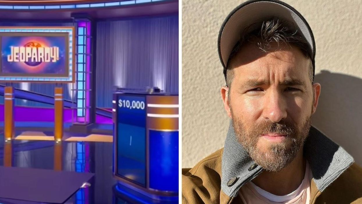 The Jeopardy set. Right: Ryan Reynolds.