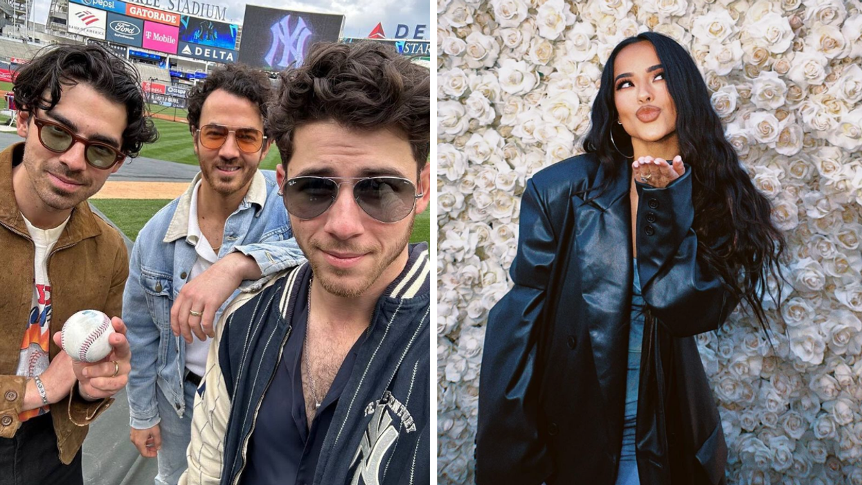 The Jonas Brothers. Right: Becky G.